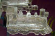 Mold blown glass steam locomotive probably candy container at California State Railroad Museum. Sacramento, CA.