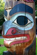Stanford University totem pole detail face. Palo Alto, CA.