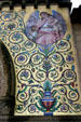 Mosaic showing charity on facade of Memorial Church at Stanford University. Palo Alto, CA.