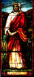 Stained glass window of Hannah in Memorial Church at Stanford University. Palo Alto, CA.