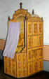 Painted confessional at La Purisima Mission. Lompoc, CA.