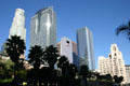 LA skyline above Pershing Square. Los Angeles, CA.