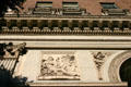 Carving detail of Ceres & Balboa over entrance of Biltmore Hotel. Los Angeles, CA.