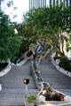 Bunker Hill steps with flowing water channel opposite Los Angeles Public Library. Los Angeles, CA.