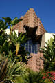 Lloyd Wright's block projections on facade of Sowden House. Los Angeles, CA.