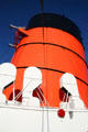 Red stack of Queen Mary. Long Beach, CA.