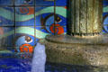 Tile details with fish design in courtyard fountain of Los Angeles Union Station. Los Angeles, CA.