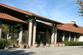 Spanish mission style main entrance gate at Ronald Reagan Museum. Simi Valley, CA.