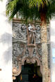 Spanish-style carvings over door of 9615 Brighton Way commercial building. Beverly Hills, CA.