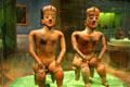 Colima pottery man & woman on bench at LACMA. Los Angeles, CA