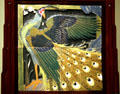 University City Pottery tile plaque with peacock by Agnes & Frederick Hurten Rhead at LACMA. Los Angeles, CA.