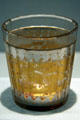 Bohemian cut glass beaker etched with bear hunt scene at LACMA, Los Angeles, CA