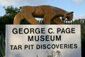 Stylized Saber Tooth Tiger symbol of Page Museum & La Brea Tar Pits. Los Angeles, CA.