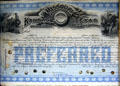 Missouri-Kansas-Texas Railroad stock certificate at Lomita Railroad Museum. Lomita, CA.
