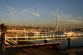 Boat docks in channel off Balboa Island. CA.