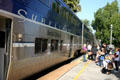 Amtrak California Surfliner passenger loading. Capistrano, CA.