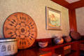 Collection of native baskets & pottery in library at Marston House Museum. San Diego, CA.