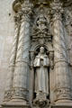 Statue of Franciscan Father Luis Jayme, murdered by natives, on California building in Balboa Park. San Diego, CA.