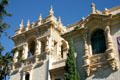 Tower detail of House of Hospitality in Balboa Park. San Diego, CA.