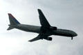 Airliner over Balboa Park. San Diego, CA.