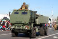 Military truck at Balloon Parade. San Diego, CA.