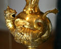 Detail of serpent base of gilded monstrance in Mission San Luis Rey. Oceanside, CA.