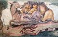 Roman mosaic floor with lion attacking an onager at Getty Museum Villa. Malibu, CA.