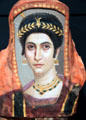 Romano-Egyptian mummy portrait of woman from Ankyronpolis at Getty Museum Villa. Malibu, CA
