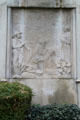 Relief of early Spanish settlers on Redlands City Hall. Redlands, CA.