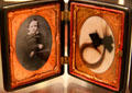 Tintype of William Wallace "Willie" Lincoln & lock of his hair who died Feb. 20, 1862 at Lincoln Shrine. Redlands, CA.