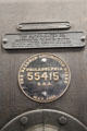 Baldwin Locomotive Works of Philadelphia makers plate on V.C. Ry. Co. steam locomotive #2 by at Orange Empire Railway Museum. Perris, CA.