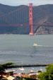 Golden Gate Bridge tower from Coit Tower. San Francisco, CA.