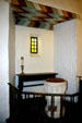 Replica of original baptismal font in Mission Dolores chapel. San Francisco, CA.