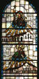 San Juan Capistrano & San Luis Obispo missions in stained glass at Mission Dolores. San Francisco, CA.