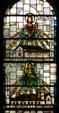 San Jose de Guadalupe & San Juan Bautista missions in stained glass at Mission Dolores. San Francisco, CA.