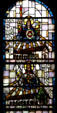 San Miguel Archangel & San Fernando Rey missions in stained glass at Mission Dolores. San Francisco, CA.