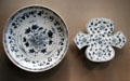 Stoneware blue-&-white ware plates from Northern Vietnam at Asian Art Museum. San Francisco, CA.