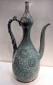 Stoneware celadon ewer in shape of gourd from Korea at Asian Art Museum. San Francisco, CA.