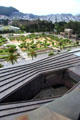 View of sculpted roof of de Young Museum & Golden Gate Park from observation tower. San Francisco, CA.