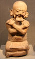Maya earthenware two-part vessel of Old Fire God from Honduras at de Young Museum. San Francisco, CA.