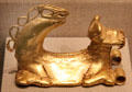 Gold jaguar from Panama or Colombia at de Young Museum. San Francisco, CA.