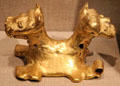 Gold double-headed jaguar from Panama or Colombia at de Young Museum. San Francisco, CA.