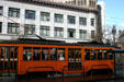 Part of city's streetcar collection on Market Street still with original Italian colors & markings. San Francisco, CA.