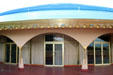 Marin County Civic Center rounded ends with glass doors. Marin, CA.