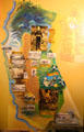 Map depicting settlement of early Central California at Mariposa Museum. Mariposa, CA.