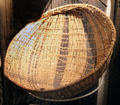 Miwuk Indian gathering basket, twined redbud design at Mariposa Museum. Mariposa, CA.