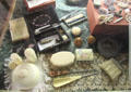 Display of grooming items made of ivory in Columbia Museum at Columbia State Historic Park. Columbia, CA.