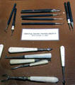 Dental hand instruments with ebony & ivory handles displayed in dentist's office at Columbia State Historic Park. Columbia, CA.