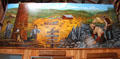 Mural depicting farming, lumbering & panning for gold in Calaveras County at Red Barn Museum. San Andreas, CA.