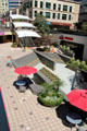Oakland City Center Mall below-grade plaza off Broadway. Oakland, CA.